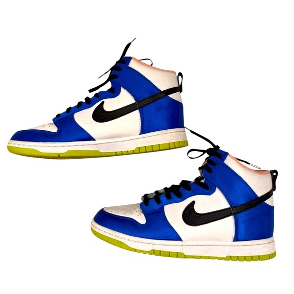 Nike Women Dunk High Satin RacerBlue White Black Basketball Lace Up HighTops 9 - Picture 6 of 8